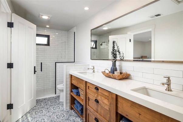 Bathroom, Dual Sink Vanities, Glass Shower, Interior, Recessed Lighting