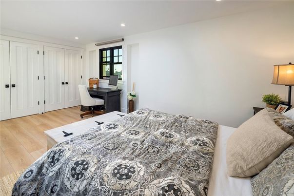 Bedroom, Home Office, Interior, Recessed Lighting, Wood Texture Flooring