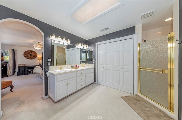 Bathroom, Bedroom, Dual Sink Vanities, Glass Shower, Interior, Recessed Lighting