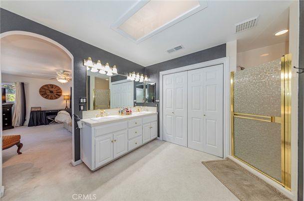Bathroom, Dual Sink Vanities, Glass Shower, Interior, Recessed Lighting