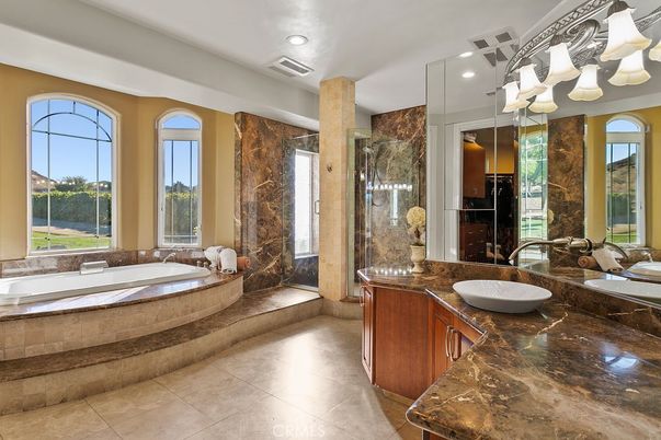Bathroom, Dual Sink Vanities, Glass Shower, Interior, Recessed Lighting