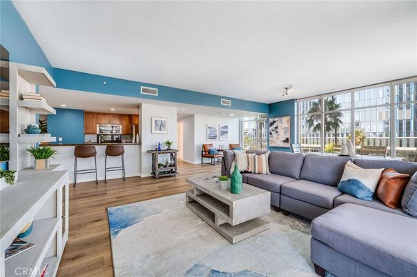 Interior, Kitchen, Living room, Recessed Lighting, Stainless Steel Appliances, Wood Texture Flooring
