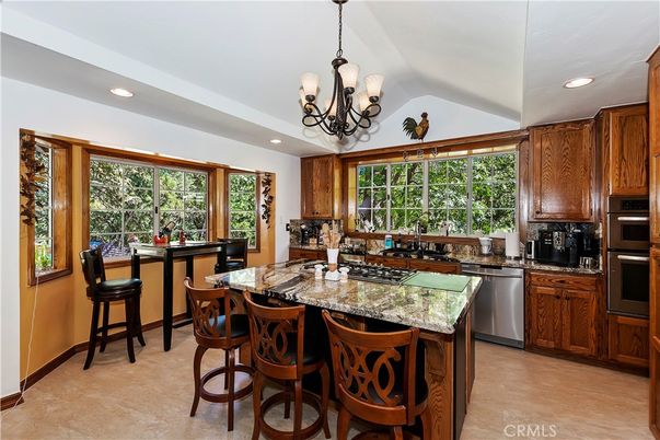 Chandelier, Interior, Kitchen, Recessed Lighting, Stainless Steel Appliances