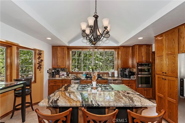 Chandelier, Interior, Kitchen, Recessed Lighting, Stainless Steel Appliances
