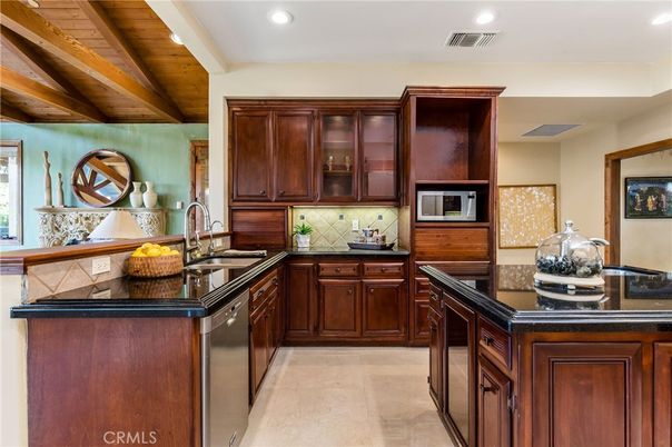 Interior, Kitchen, Recessed Lighting, Stainless Steel Appliances, Wooden Beams, Wooden Ceilings