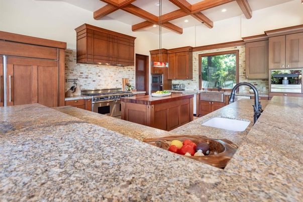 Interior, Kitchen, Pendant Lights, Recessed Lighting, Stainless Steel Appliances, Wooden Beams