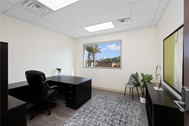 Home Office, Interior, Recessed Lighting, Wood Texture Flooring