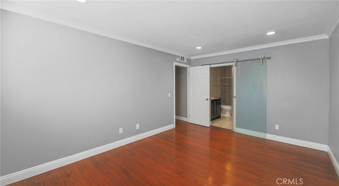 Bathroom, Empty room, Interior, Recessed Lighting, Wood Texture Flooring