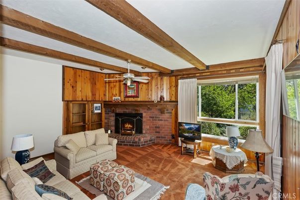 Fireplace, Interior, Living room, Stone Walls, Wooden Beams