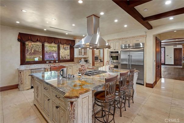 Interior, Kitchen, Recessed Lighting, Stainless Steel Appliances, Wooden Beams