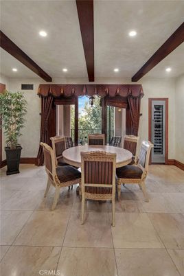 Dining room, Interior, Recessed Lighting, Wooden Beams