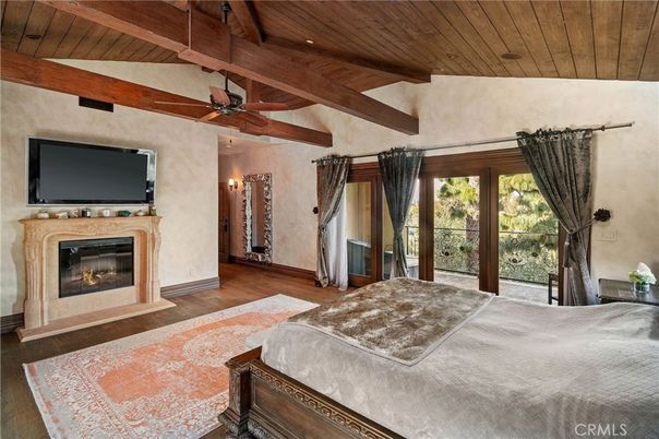 Bedroom, Fireplace, Interior, Wooden Beams, Wooden Ceilings, Wood Texture Flooring