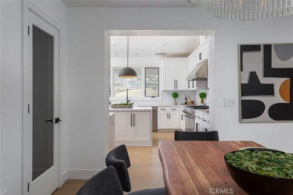 Dining room, Interior, Kitchen, Pendant Lights, Wood Texture Flooring