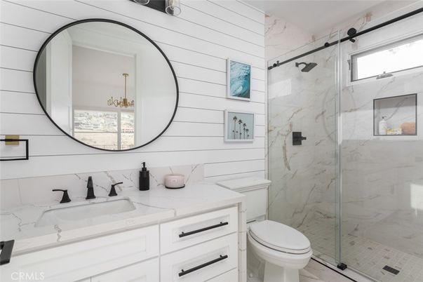 Bathroom, Glass Shower, Interior, Marble Walls