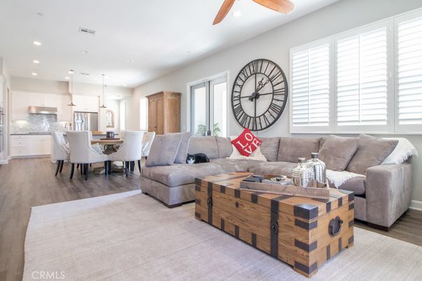 Dining room, Interior, Kitchen, Living room, Pendant Lights, Recessed Lighting, Stainless Steel Appliances, Wood Texture Flooring