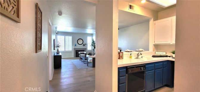 Fireplace, Interior, Kitchen, Living room, Wood Texture Flooring