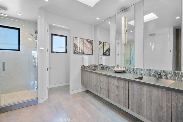 Bathroom, Dual Sink Vanities, Glass Shower, Interior, Recessed Lighting