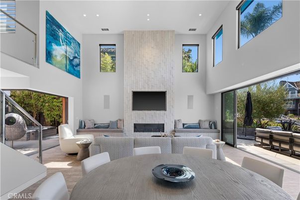 Dining room, Fireplace, Interior, Living room, Recessed Lighting