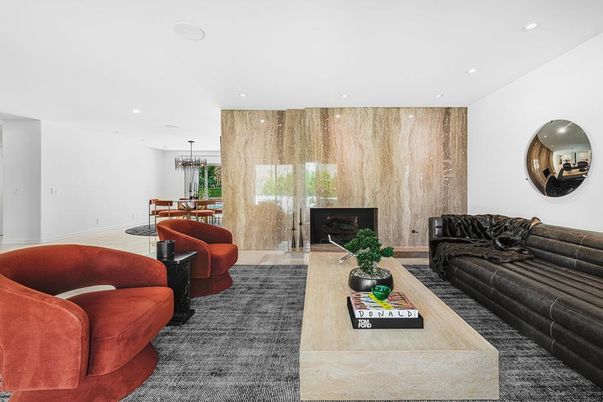 Dining room, Fireplace, Interior, Living room, Recessed Lighting