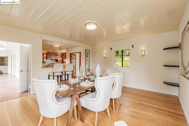 Chandelier, Dining room, Interior, Wood Texture Flooring