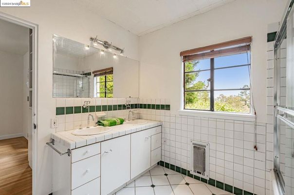 Bathroom, Interior, Tile Countertops, Wood Texture Flooring