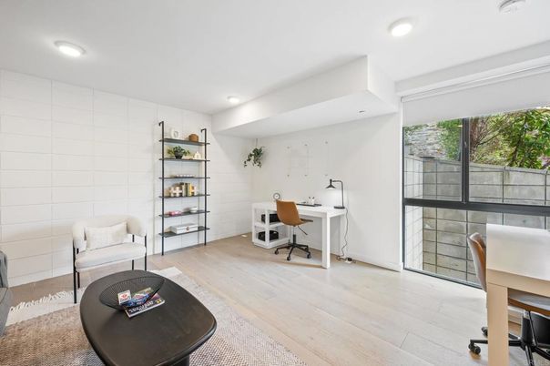 Home Office, Interior, Recessed Lighting, Wood Texture Flooring