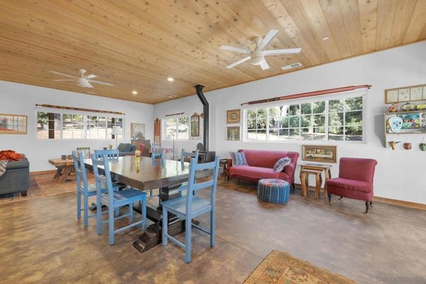 Dining room, Interior, Living room, Recessed Lighting, Wooden Ceilings