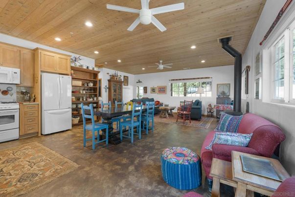 Dining room, Interior, Kitchen, Living room, Recessed Lighting, Wooden Ceilings