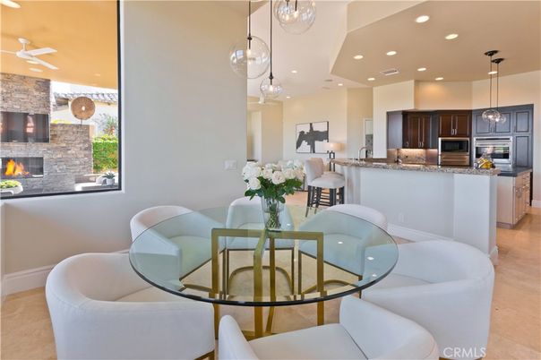 Dining room, Fireplace, Interior, Kitchen, Pendant Lights, Recessed Lighting, Stainless Steel Appliances, Stone Walls