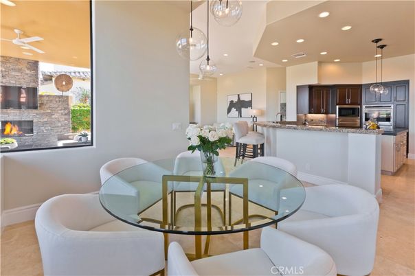 Dining room, Fireplace, Interior, Kitchen, Pendant Lights, Recessed Lighting, Stainless Steel Appliances, Stone Walls