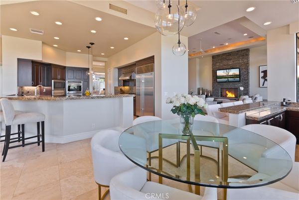 Dining room, Fireplace, Interior, Kitchen, Living room, Pendant Lights, Recessed Lighting, Stainless Steel Appliances, Stone Walls