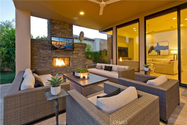 Exterior, Fireplace, Interior, Living room, Recessed Lighting, Stone Walls