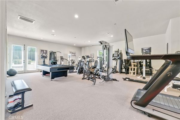 Billiard Table, Fitness Equipment, Game Room, Gym, Interior, Recessed Lighting