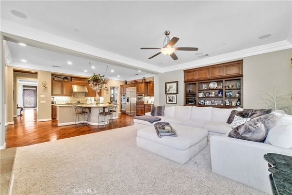 Interior, Kitchen, Living room, Recessed Lighting, Stainless Steel Appliances, Wood Texture Flooring