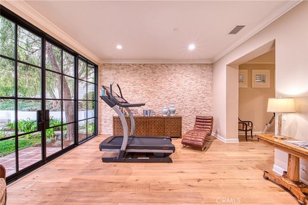 Interior, Recessed Lighting, Stone Walls, Wood Texture Flooring