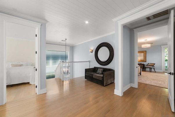Bedroom, Interior, Pendant Lights, Recessed Lighting, Wood Texture Flooring