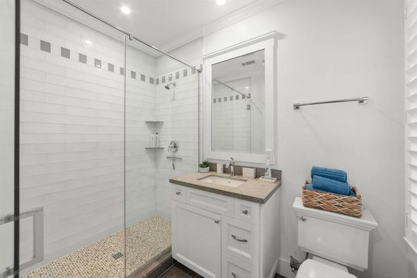 Bathroom, Glass Shower, Interior, Recessed Lighting