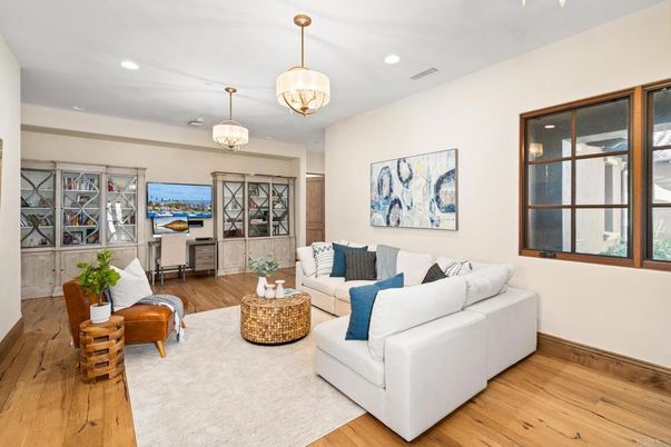 Interior, Living room, Pendant Lights, Recessed Lighting, Wood Texture Flooring