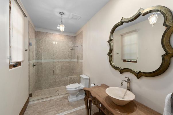 Bathroom, Glass Shower, Interior, Pendant Lights