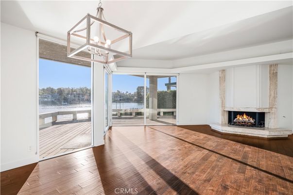 Fireplace, Interior, Pendant Lights, Wood Texture Flooring