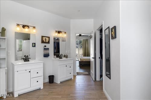 Bathroom, Dual Sink Vanities, Interior, Wood Texture Flooring