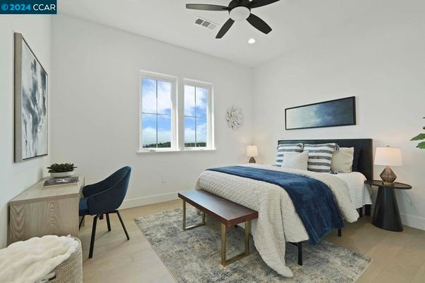 Bedroom, Home Office, Interior, Recessed Lighting, Wood Texture Flooring