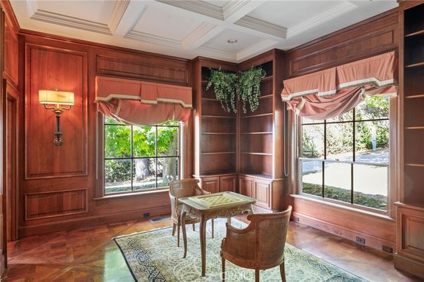 Home Office, Interior, Wood Texture Flooring, Wooden Walls