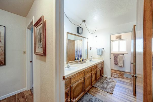 Bathroom, Dual Sink Vanities, Interior, Wood Texture Flooring