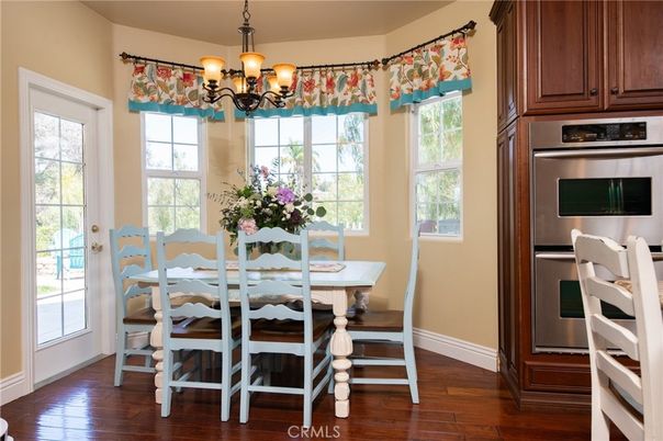 Chandelier, Dining room, Interior, Wood Texture Flooring