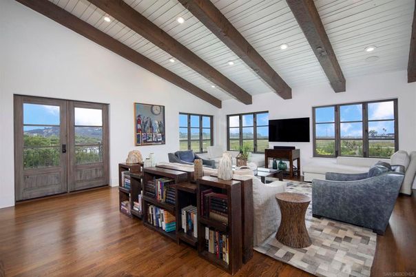 Interior, Living room, Recessed Lighting, Wooden Beams, Wood Texture Flooring