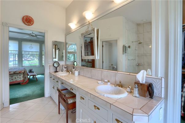 Bathroom, Dual Sink Vanities, Glass Shower, Interior, Tile Countertops