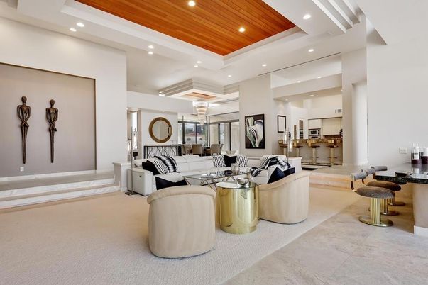Interior, Living room, Recessed Lighting, Wooden Ceilings