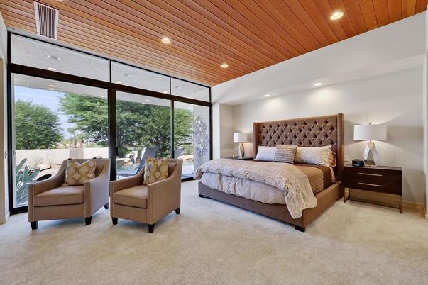 Bedroom, Interior, Recessed Lighting, Wooden Ceilings