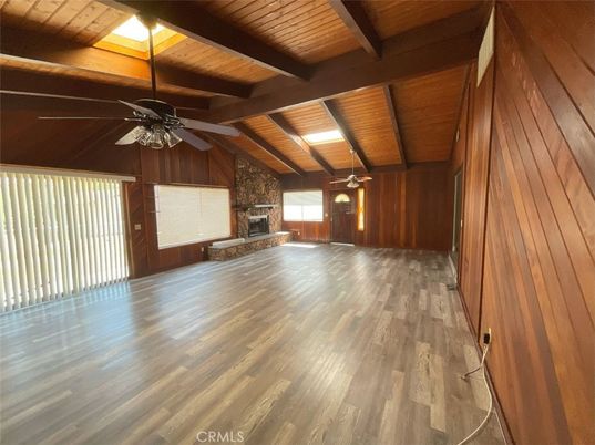 Empty room, Fireplace, Interior, Wooden Beams, Wooden Ceilings, Wood Texture Flooring, Wooden Walls